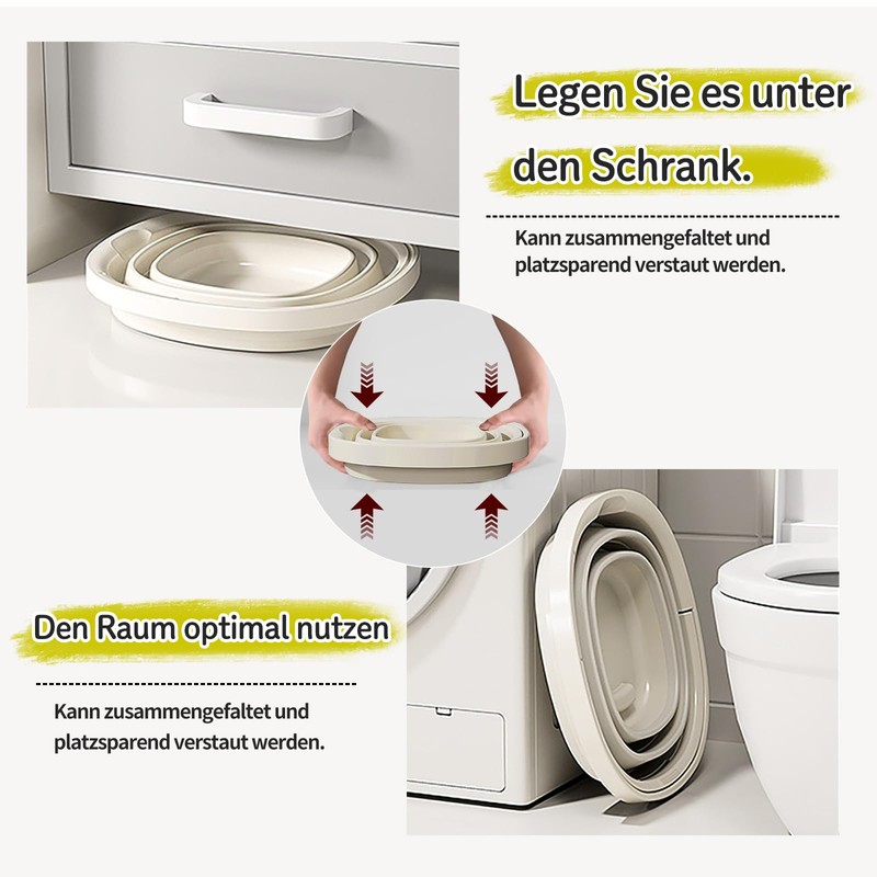 Foldable Bucket, 5L/10L, PP + TPR Material, White, Space-Saving, Foldable