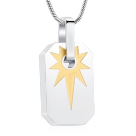 XSMZB Cremation Jewelry for Ashes of Loved One Star of David Square Shape Urn Necklace for Women Men Funeral Keepsake Pendant(Silver-Gold)