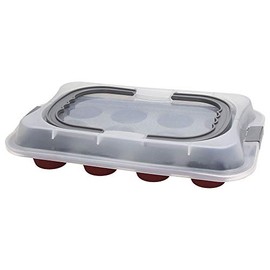 Tognana W444460GGBO Sweet Cherry Baking Mould for 12 Muffins with Lid, Steel Made of Plastic, Cherry Red