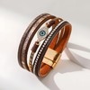 Deerllia Evil Eye Leather Bracelet for Women, Multi-Layer Crystal Beads