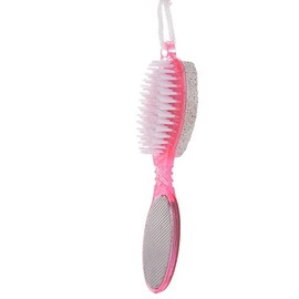 AJE 4 in 1 Pedicure Paddle Brush for Rough & Dry Feet with Pumice Stone Soft Brush Steel Scrubber & Emery File Softens Cleanses & Smoothens Dull Feet of Men & Women (Pack of 1 Multicolor)