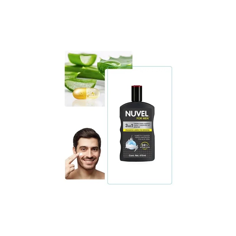 Nuvel For Men Crema Corporal Humectante Para Hombre Con Aloe