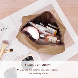 Flycalf Makeup Bag Cosmetic Set for Traveling Purse 2PC for Women Girls Yellow Zipper Make Up Pouch Small Cosmetic Case Accessories Pouch Storage Brushes