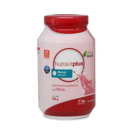 Nutra-Celtics Nutravitplus Reducido en Azúcar Suplemento Alimenticio edulzado con Stevia - Sabor Fresa 425g - Fórmula Con 27 Vitaminas Y Minerales - C