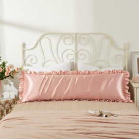 HommxJF Rose Gold Satin Pillowcases Body Pillow for Hair and Skin,Rose Gold Body Pillow Silk Pillowcase with Envelope Closure Princess Room Decoration