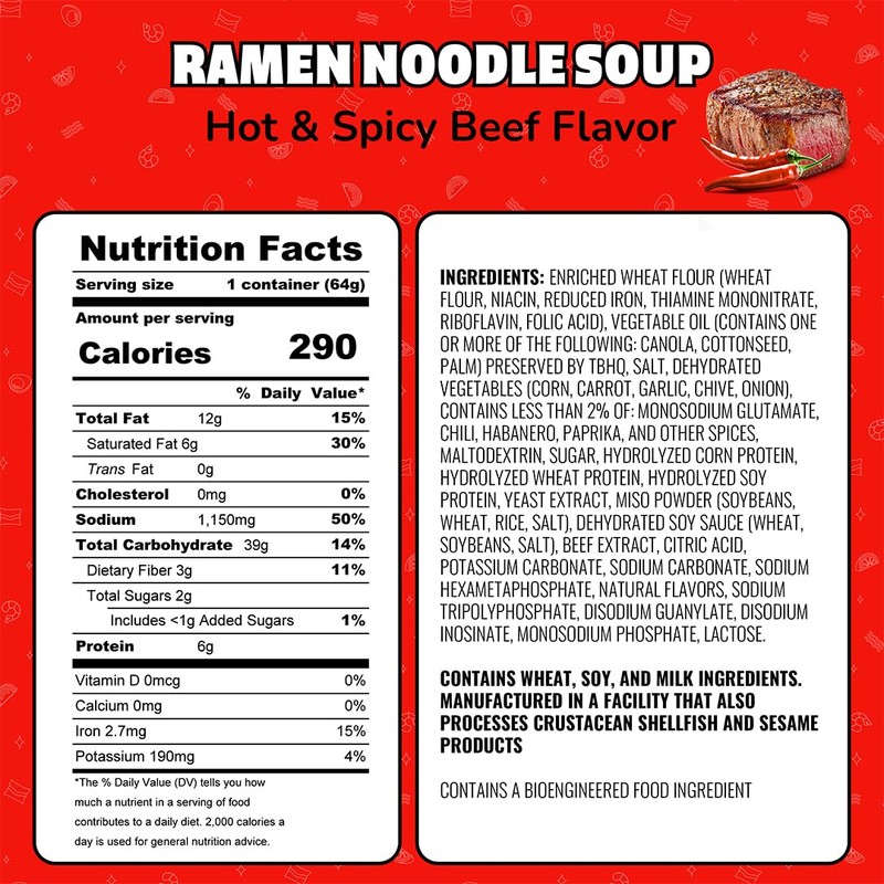 Maruchan Instant Lunch Ramen Noodles, Hot & Spicy Beef Flavor