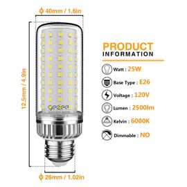 gezee 25W LED Light Bulb, 200 Watt Equivalent，E26 LED Lamp 2500 Lumens Daylight-White 6000K,Non-Dimmable (3-Pack