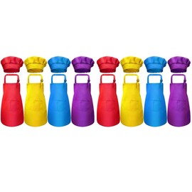 16-Piece Children's Apron and Chef Hat Set, Adjustable, with 2-Pocket Kitchen Apron Apron