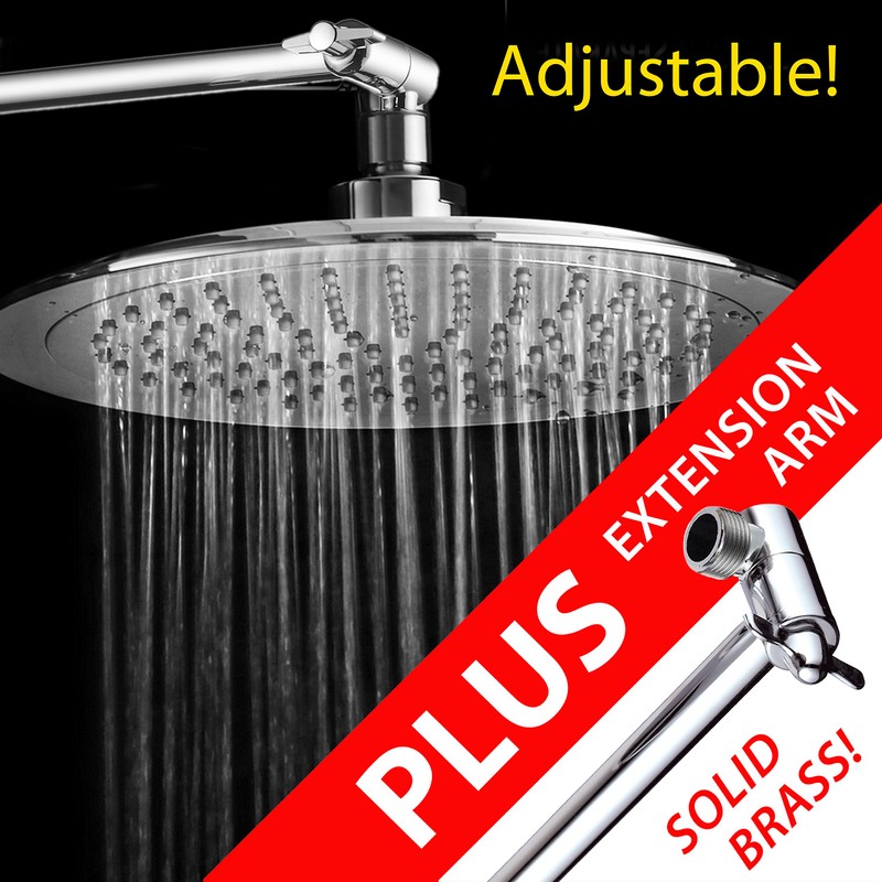 AquaSpa 9-inch Round Rain Shower Head (180 degrees Adjustable) PLUS