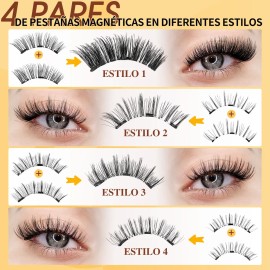 Kit De Pestañas Magnéticas Quewel, 4 Pares B