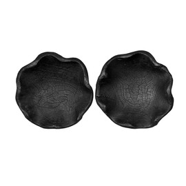 A&B Home Handcarved Black Teak Wood Decorative Bowls, Pedestal Display Accent, Modern Organic, for Living Room Kitchen Dining Room Tabletop Countertop Mantel, Set of 2