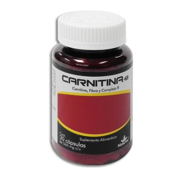 Carnitina Suplemento Alimenticio con Fibra y Complejo B Frasco con