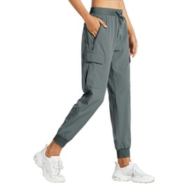 Libin Women's Cargo Joggers Lightweight Quick Dry Hiking Pants Athletic Workout Lounge Casual Outdoor, Metropolis Gray M