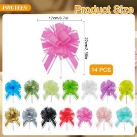 14 Pieces Pull Bow Gift Wrapping, 14 Colors 6.7in Large Pull Bow Ribbon Gift Wrapping Bows, Pull Bow Ribbon Bows Gift Wrap Bows for Birthday Wedding Christmas Wrapping Gift Decoration