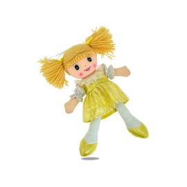 Teorema Carlotta Rag Doll with Colourful Embroidered Dress, Rag Doll with Wool Hair, Toy for Children, Height 30 cm