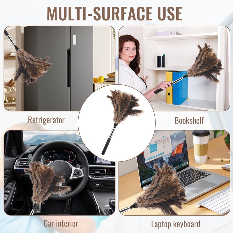EukyPlace Retractable Feather Duster, 40-Inch Handheld Washable Dusters for Cleaning,