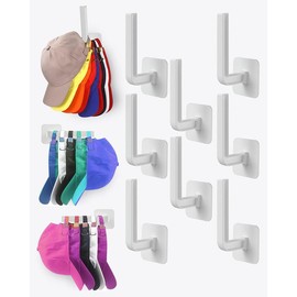 4-Pack Wall Mounted Hat Storage Hook, Multifunctional Self Adhesive Hat Holder, Sun Hat Baseball Caps Organizer for Home, Entryway, Bathroom, Bedroom. - Color: 8 Pack White