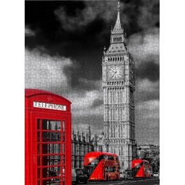 Jigsaw Puzzles 1000 Pieces for Adults, London Symbols with Big Ben Booth in England UK Wooden Puzzle Fit Together Perfectly Gifts for Family