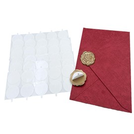 Generic 400PCS Double Sided Wax Seal Stickers Round 1inch Srtong Adhesive Circle Discs Double Sided Backing Stickers for Wax Seals Wax Stamp Coins, White