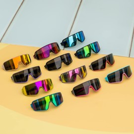 MAXJULI Youth Kids Polarized Sunglasses for Boys and Girls,Windproof Outdoor Baseball Sports Cycling UV400 Protection Sun Glasses 7705(Black/Blue)