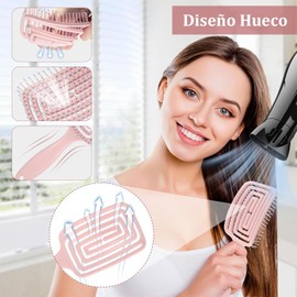 JeeLeeko Cepillo para Cabello 2PCS para Mujeres, Cepillo sin Enredos para Todo Tipo de Cabello Rizado y Lacio, Suave con Cerdas, Portátil, Color Morado y Rosa