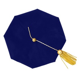 GradPlaza Doctoral Tam 8 Sided Doctoral Velvet Tam with Gold Tassel Graduation Phd Regalia Tam Royal Blue
