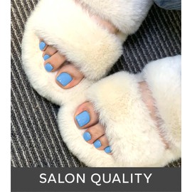 Beaolata Semi Cured Gel Nail Strips - 26 PCS Salon Quality Toe Gel Nail Stickers for All UV Light - Longlasting & Easy Remove Toe Wraps Art Kit for Women (Ice Blue)