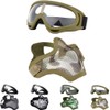 Fansport Airsoft Mask and Goggles Set, Tactical Half Face Mesh