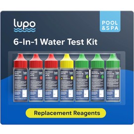 Lupo 6-in-1 Pool Test Kit Replacement Reagents | Pool Testing Kit Refill Reagents for Testing Total Chlorine, Total Bromine, pH, Base Demand, Acid Demand & Total Alkalinity | Refill Reagents ONLY