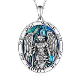 Feijiesi Saint Michael Pendant Sterling Silver Archangel Michael Necklace Catholic Jewelry Gifts for Women Men