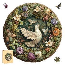 Retro Pigeon Dove 500 Pieces Wooden Jigsaw Puzzles for Adults with Unique Irregular Shape Fun Challenging Bird Puzzles for Kids and Couples on Birthday, Children's Day, Christmas,16.6"x16.7"