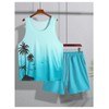 GORGLITTER Men's Short Sets Hawaiian Sleeveless Tank Tops 2 Piece