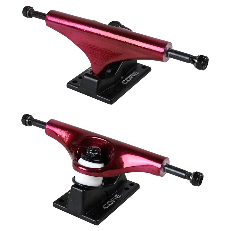 Core Skateboard Trucks 5.25 (8.0") Anodized Red/Black Base, Premium Bushings