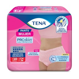 Tena Pants Mujer Ropa Interior Desechable para Incontinencia, Talla Chico/Mediano, 10 Piezas