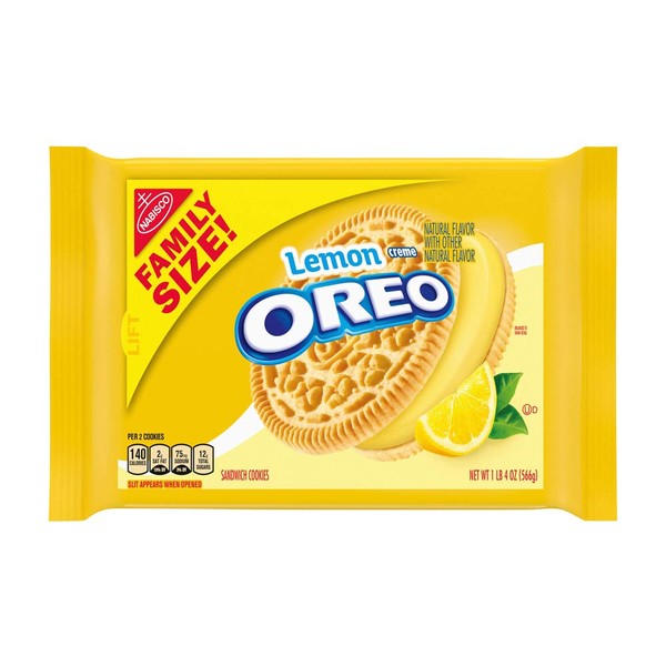 OREO Golden Sandwich Cookies, Lemon Flavored Creme, 1 Resealable Family Size Pack