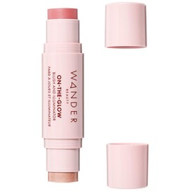 Wander Beauty On-the-Glow Blush and Illuminator - Coral Rose/Nude Glow - 7-in-1 Hydrating Cream Blush & Highlighting Stick - Stick Blush for Cheeks, Lip, & Body - Highlighter Makeup & Blush - 0.4 oz