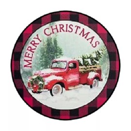 Homemade 48 BUFFALO CHECKERED XMAS TRUCK #2 ENVELOPE SEALS LABELS STICKERS 1.2" ROUND