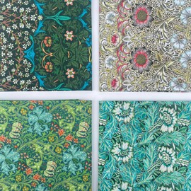 William Morris 100% Cotton Percale 4 Pack Designer Fat Quarter Bundle FQ Fabric Packs Quilting Patchwork Craft Sewing Material | 19" x 20" (50cm x 52cm) (Bundle 3)