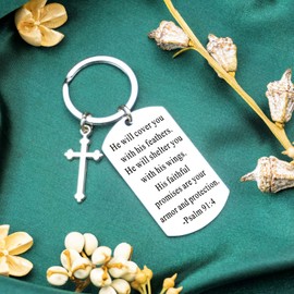 WXCATIM Christian Gifts for Women Men Easter Cross Keychain Bible Verse Keychain Faith Religious Baptism Gifts for Friends Pastor Catholic Accessories for Easter Small Gift for Women