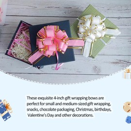 8 Pieces Small Pull Bow Gift Wrapping Pull Bow Ribbon Pull Bows for Christmas Wedding Baskets Valentine's Day Bows 4 inch Bows for Gift Wrapping (Pink)