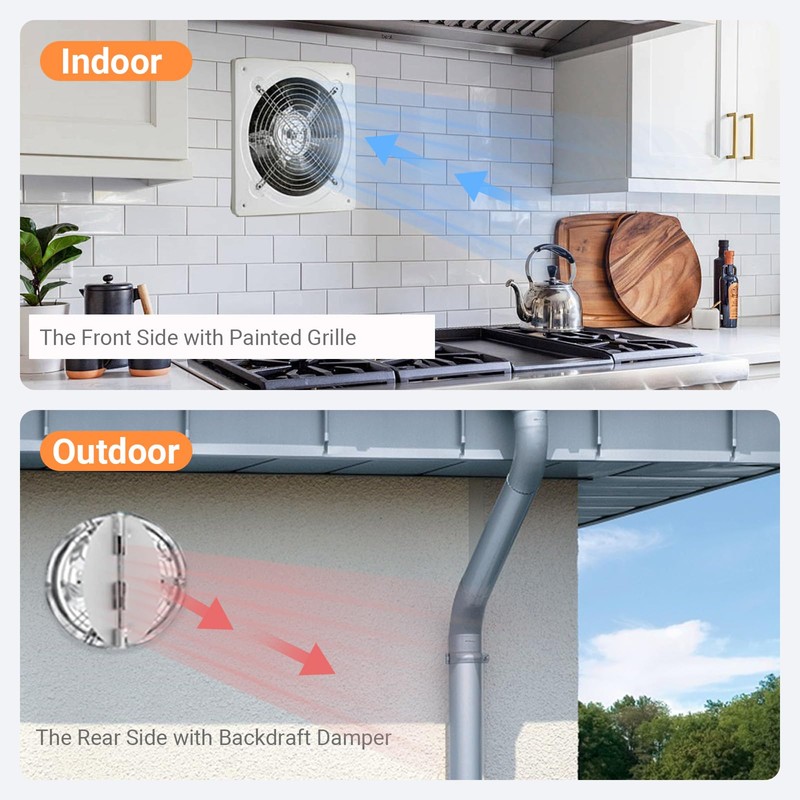 8" Kitchen Exhaust Fan with Variable Speed Controller, 686CFM Wall