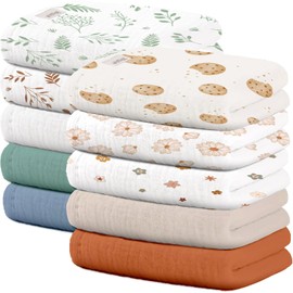 Wimist 10 Pack Baby Washcloths, Baby Muslin Washcloths, Baby Wash Cloths Face Cloths, Suitable for Newborns, Children, 10 x 10 inches (S)
