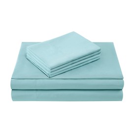 Comfort Spaces CS20-0118 Microfiber Set 14" Deep Pocket, Wrinkle Resistant All Around Elastic-Year-Round Cozy Bedding Sheet, Matching Pillow Cases, Queen, Aqua