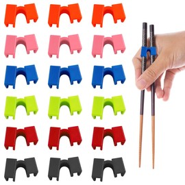 WELANE Chopstick Helpers, 18 PCS Plastic Training Chopstick Connector Holder for Beginner, Trainer and Learner (6 Colors)