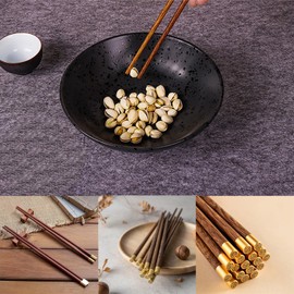 Chopsticks, 2 Pairs of Wooden Chopsticks, Reusable Chinese Chopsticks, Sushi Chopsticks Set, Chopsticks Made of Wenge Wood, with 2 Chopstick Rest, Chopsticks Gift Set (Blue Gift Box)