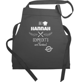 Geschenk mit Namen personalisiert by Shirtracer - Apron - Cooking Apron - "Bei Name schmeckts am besten Geschenk Oma Mama Opa Papa [German Language], 2 anthracite