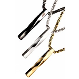 P-Rize Men's Necklace, Durable, Venetian Chain, Twist, Stick, Twist, Pendant, Simple Design, 23.6 inches (60 cm), Metal, No
