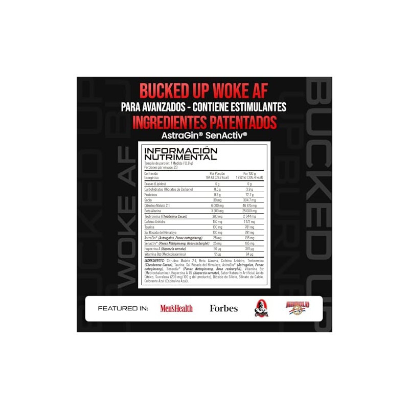 Bucked Up Woke AF Pre Entreno Pre Workout | Estimulantes