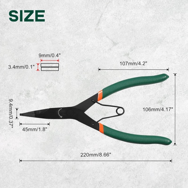 SPEEDWOX 9 inch Angle Tip Lock Ring Pliers for Transmission