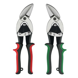 Axelord 2Pcs Left and Right Regular Tin Cutting Shears Metal Cutter with Comfort Grip and Safety Lock Suitable For Cutting Thin, Moderately Hard Metal Materials